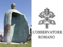 The statue of Bl. John Paul II that stands outside of Rome's Termini train station