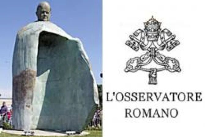 Pope John Paul II Statue LOsservatore Romano EWTN World Catholic News 5 20 11