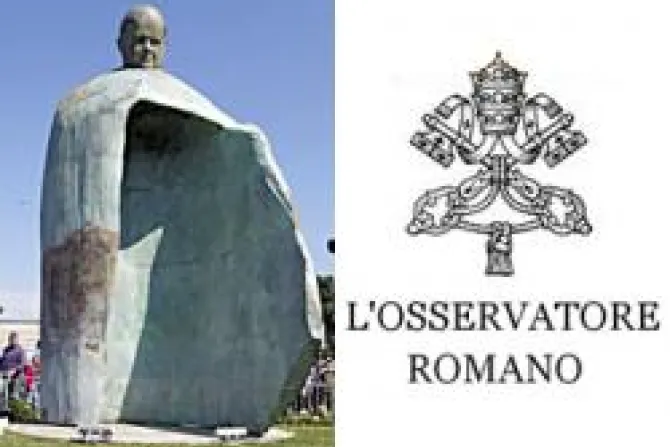 Pope John Paul II Statue LOsservatore Romano EWTN World Catholic News 5 20 11