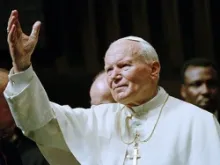 Pope John Paul II visits the United Nations. 