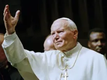 Pope John Paul II visits United Nations. 