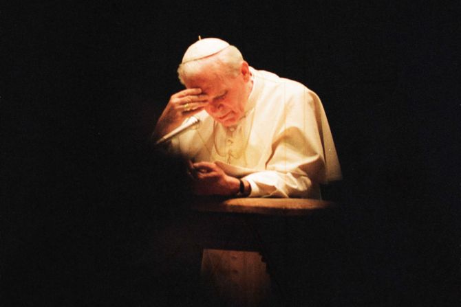 Pope John Paul II in prayer circa 1991 Credit   LOsservatore Romano CNA 9 11 15