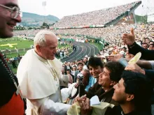 Pope St. John Paul II visits Colombia in 1986. 