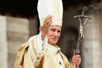 Pope John Paul II with crozier Credit LOsservatore Romano