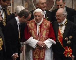 Pope Benedict XVI attends his annual meeting with Holy See Diplomats at the Hall of the Throne on January 9, 2012 in Vatican City, Vatican. ?w=200&h=150