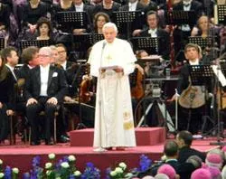 Pope Benedict XVI speaks at an Oct. 2010 concert held for his birthday?w=200&h=150