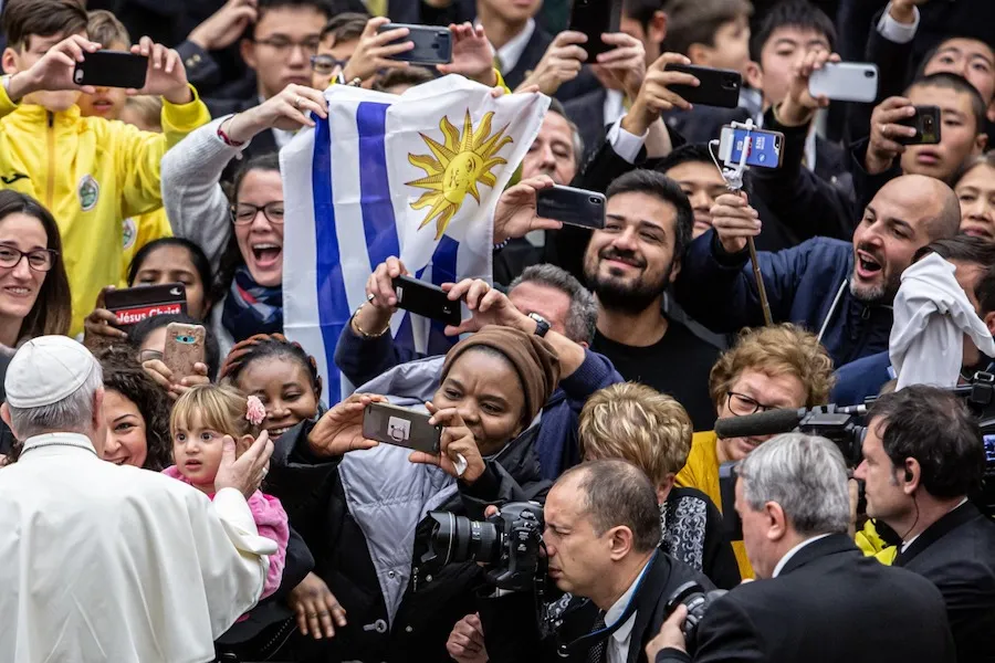 Pope Francis greets pilgrims during his weekly audience, Dec. 11, 2019. ?w=200&h=150
