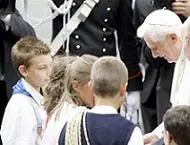 Pope Benedict greets children in mountain vacation town?w=200&h=150