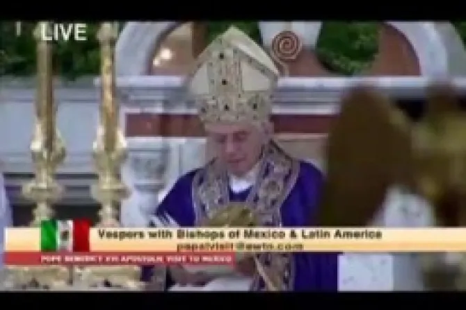 Pope prays vespers with Mexican Bishops Credit EWTN CNA World Catholic News 3 25 12 1