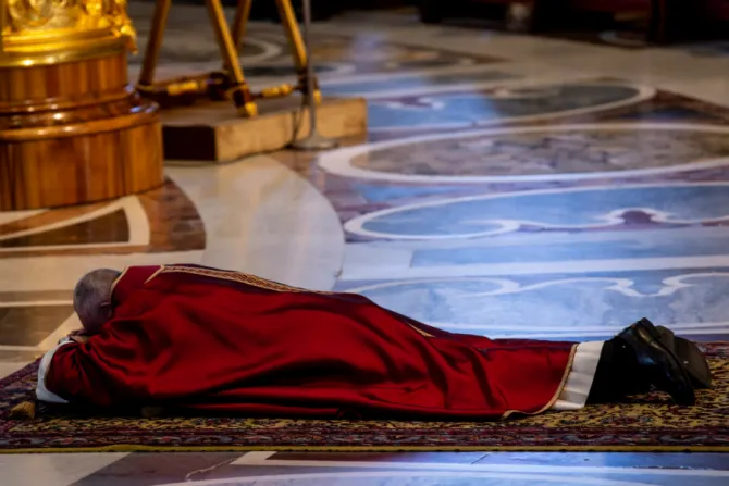 Pope prostrate Celebration of the Passion of the Lord Daniel Ibanez 8