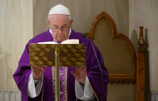 Pope Francis offers Mass in Casa Santa Marta on April 2, 2020.   Vatican Media/CNA.