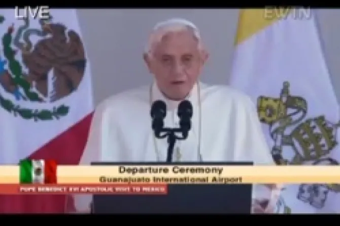 Popes departure from Mexico Credit EWTN 3 CNA World Catholic News 3 26 12