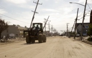 Power lines bent over by Hurricane Sandy line the streets of in Seaside Heights, N.J.   U.S. Navy-Martin Cuaron.