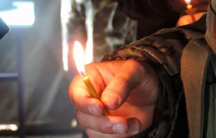 Prayer candle at a Military Chaplaincy in the Ukraine. Photo Courtesy of Aid to the Church in Need.