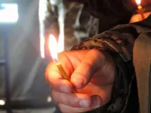 Prayer candle at a Military Chaplaincy in the Ukraine. Photo Courtesy of Aid to the Church in Need.