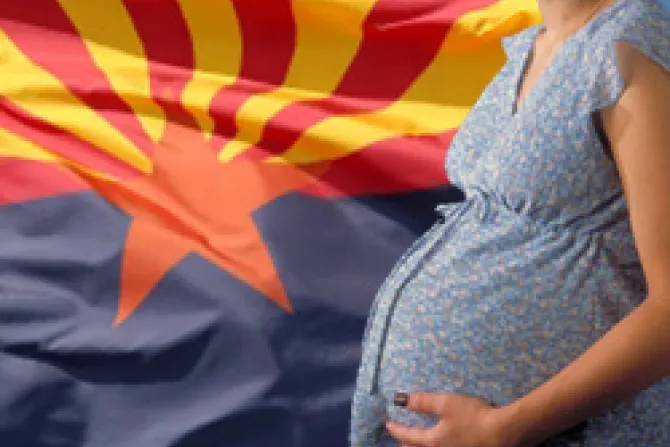 Pregnant woman Arizona flag 2 CNA US Catholic News 8 12 11
