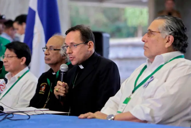 Prelates and current and former Nicaraguan government officials deliver a press conference on the National Dialogue in Managua Feb 27 2019 Credit INTI OCON AFP Getty Ima