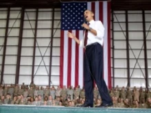 President Barack Obama delivers remarks to troops at Bagram Air Field in Afghanistan on May 1, 2012. Official White House Photo by Pete Souza.