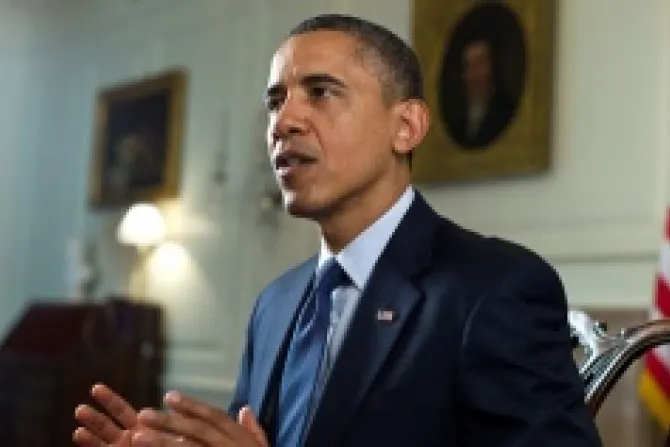 President Barack Obama gives his weekly address May 5 2012 Credit White House CNA500x315 US Catholic News 5 10 12