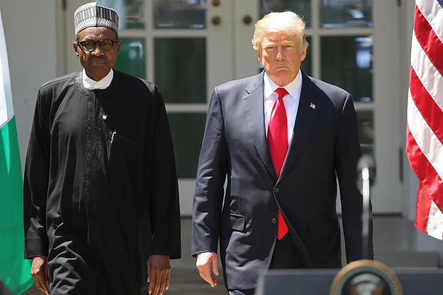 President Donald Trump and Nigerian President Muhammadu Buhari hold a joint press conference at the White House April 30, 2018. ?w=200&h=150