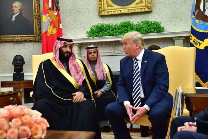 President Donald Trump with Saudi Arabia Crown Prince Mohammed bin Salman at the White House in March 2018 Credit Kevin Dietsch PoolGetty Images