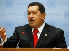 President Hugo Chávez speaks to the media during a press conference after speaking at the UN General Assembly Sept. 24, 2009. 