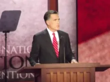 GOP presidential candidate Mitt Romney speaks Aug. 30, 2012 at the convention in Tampa, Fla.