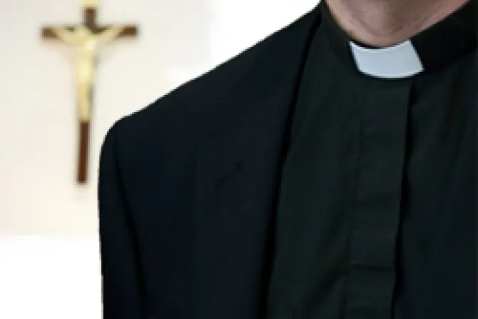 Priest collar Crucifix Credit Mazur CNA World Catholic News 10 25 11