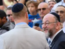 British chief Rabbi Ephraim Mirvis at the Western Wall in Jerusalem, June 28, 2018. 