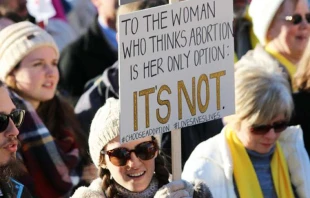 Pro-life advocates at the 45th annual March for Life, on Jan. 19 in Washington, DC.    Jonah McKeown/CNA