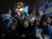 Pro-life demonstrators in Argentina react to the Senate defeat of an abortion bill Aug. 9, 2018. 