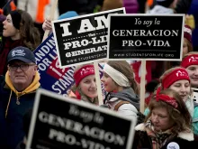 Pro-life marchers gather in Washington, D.C. for the March for Life on Jan. 22, 2016. 