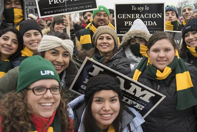 Pro life marchers 9 gather in Washington DC for the March for Life on Jan 22 2016 Credit Jeffrey Bruno Aleteia CNA 1 22 16