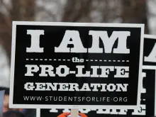 Pro-lifers gather in front of the Denver Capitol for the 2016 March for Life on January 16, 2016. 