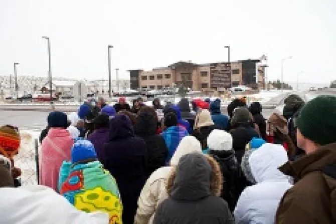 Prolife supporters hold a prayer vigil in front of Planned Parenthood in Colorado Springs on March 4 2013 Credit 40daysforlifecom CNA US Catholic News 3 7 13