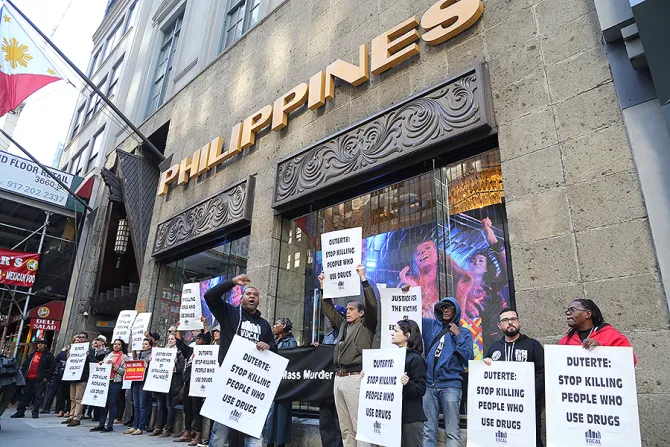 Protest against the Philippine war on drugs at the Philippines Consulate General in New York City Credit VOCAL NY CC 20 CNA