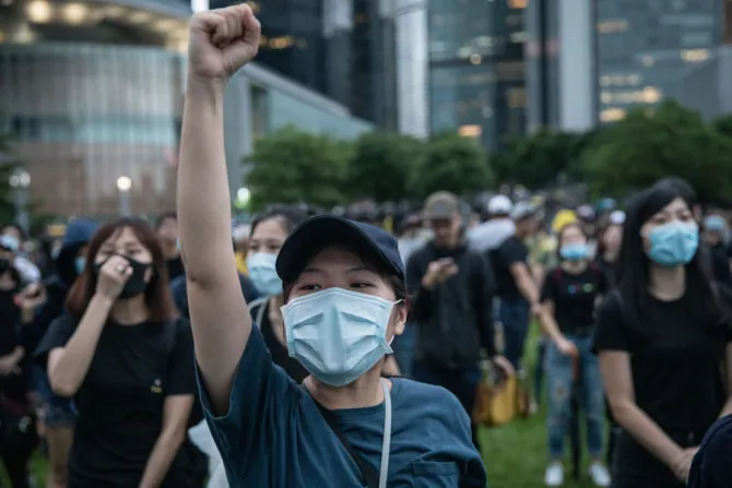 Protesters at a school boycott rally in Hong Kongs Central District Sept 2 2019 Credit Chris McGrath  Shutterstock