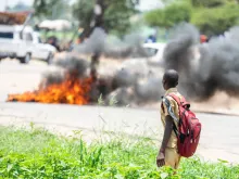 Protesters in Zimbabwe barricaded roads with burning tires after the government more than doubled the price of fuel January 2019. 