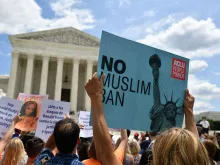 Protesters outside of the Supreme Court on June 26, 2018. 
