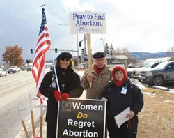 Protesters stand outside of All Families Healthcare abortion clinic, Kalispell, Mont. ?w=200&h=150