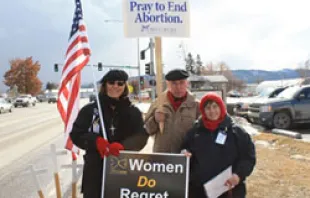 Protesters stand outside of All Families Healthcare abortion clinic, Kalispell, Mont.   40 Days for Life