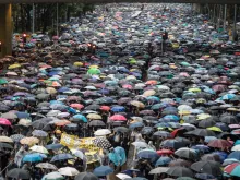 Protestors in Hong Kong Aug. 18, 2019. 