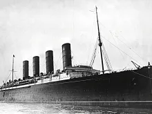 The RMS Lusitania, which was torpedoed and sunk by a German submarine, May 7, 1915. 