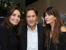 Raffaele Mincione (C) and Carla Maria Orsi Carbone (R) attend the launch of M Industry London and the Art Bag at 51 Berkeley Square on Oct. 3, 2017 in London, England. 