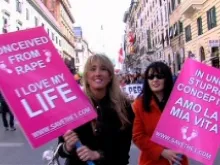 Rebecca Kiessling (L) and Mary Rathke (R) participate in Italys 4th annual March for Life on May 4, 2014 