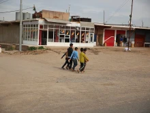 Refugee children walking in the city of Duhok, Iraq on March 28, 2015. 
