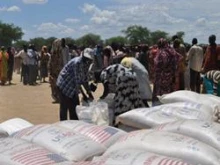 Refugees in Majak Aher, Sudan who were displaced by fighting in the Abyei area. 