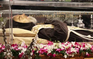 The body of St. Pio of Pietrelcina at San Lorenzo fuori le mura, Rome, Feb. 3, 2016. Alexey Gotovskiy/CNA
