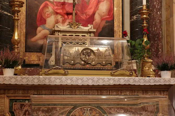 Relics of St Therese of Lisieux and her parents Mr and Mrs Martin 1 at St Mary Majors Basilica in Rome Italy Oct 16 2015 Credit Bohumil Petrik CNA 10 16 15