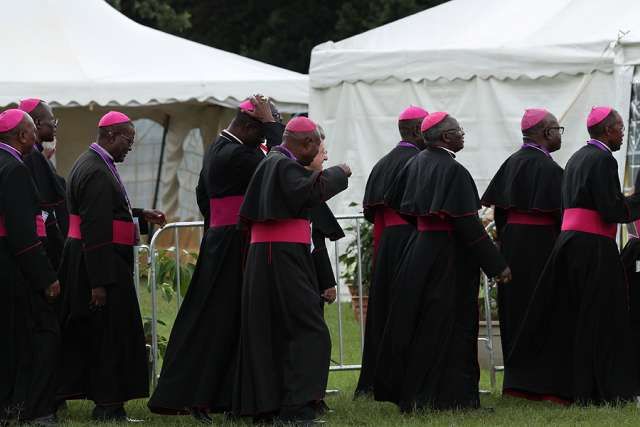 Bishops attending a meeting of religious and clerics with Pope Francis at St. Mary's School in Nairobi, Nov. 26, 2015. ?w=200&h=150